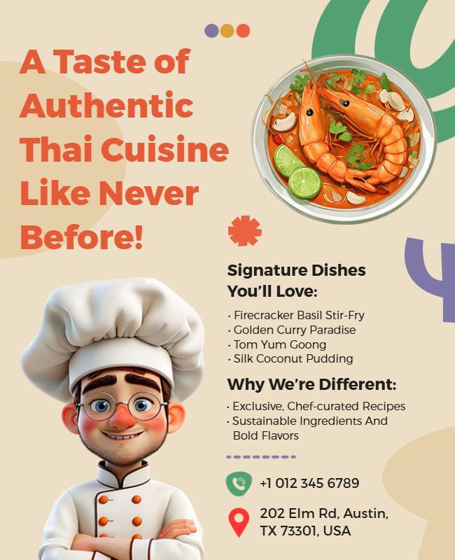 Authentic Thai Cuisine Restaurant Flyer Template