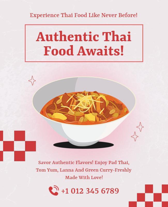 Authentic Thai Food Restaurant Advertisement Flyer Template