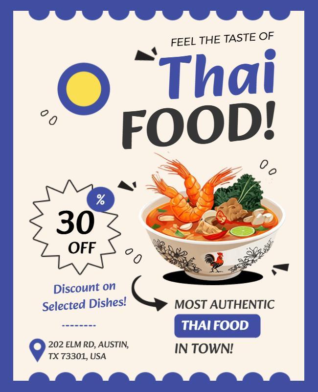 Authentic Thai Food Restaurant Promotion Flyer Template