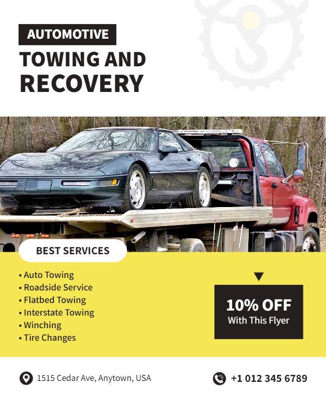 Automotive Towing and Recovery Service Flyer Template