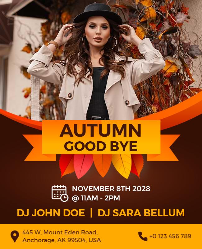 Autumn Farewell Party Event Flyer Template