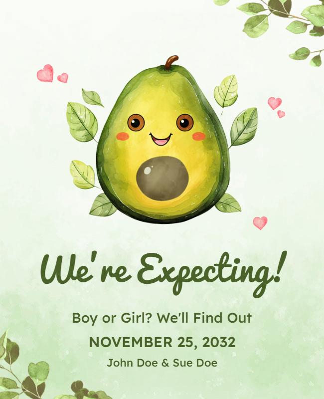 Avocado Themed Baby Gender Reveal Flyer Template