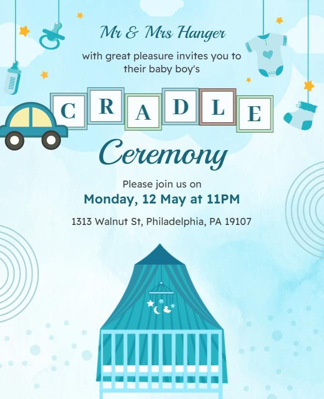 Baby Boy Cradle Ceremony Invitation Flyer Template