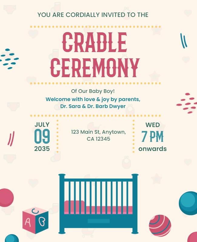 Baby Boy Cradle Ceremony Invitation Flyer Template