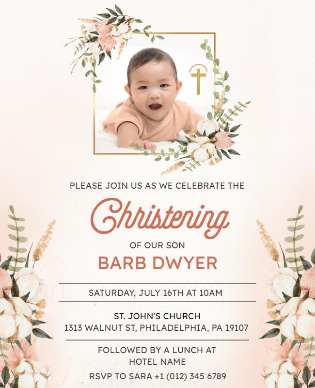 Baby Christening Celebration Invitation Flyer Template