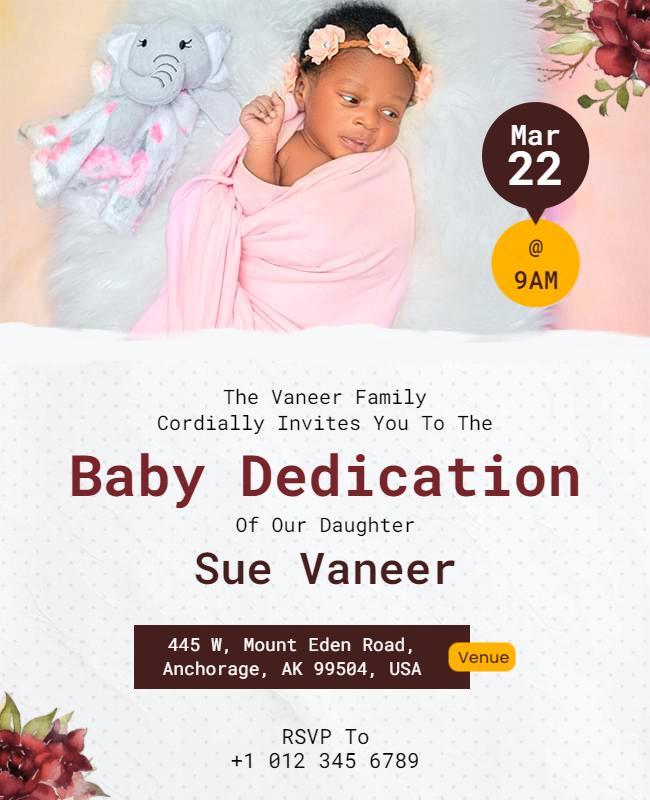 Baby Dedication Celebration Invitation Flyer Template