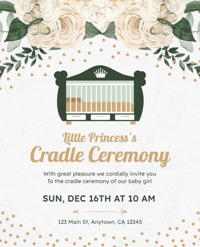 Baby Girl Cradle Ceremony Invitation Flyer Template