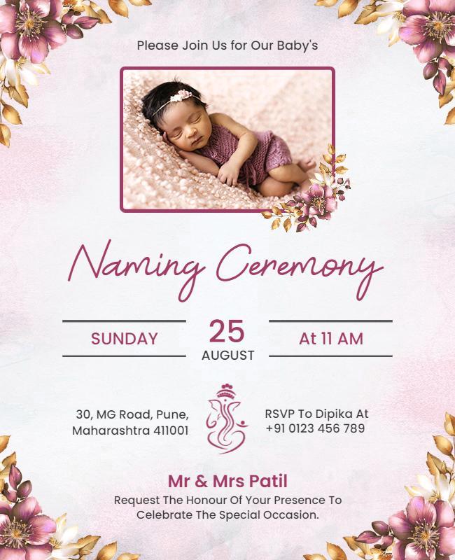 Baby Naming Ceremony Invitation Flyer Template