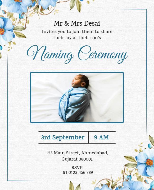 Baby Naming Ceremony Invitation Flyer Template