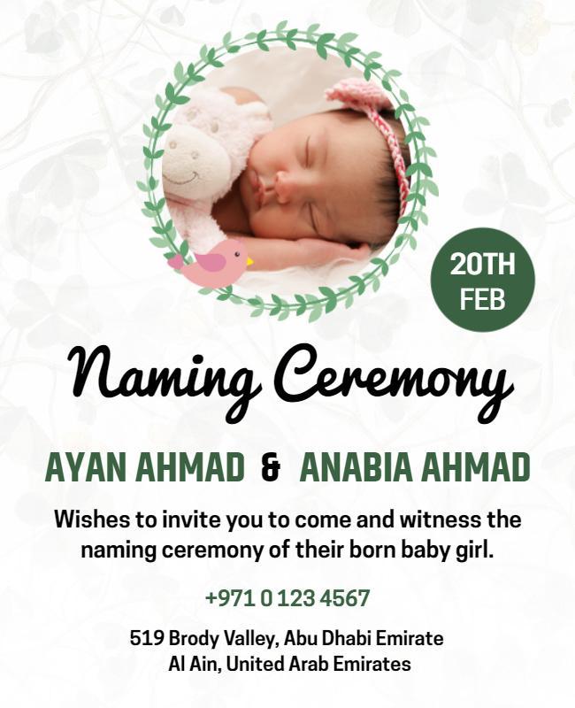 Baby Naming Ceremony Invitation Flyer Template