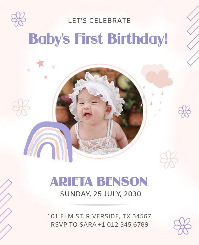 Babys First Birthday Celebration Flyer Template