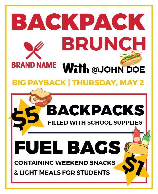 Backpack Brunch Charity Event Flyer Template