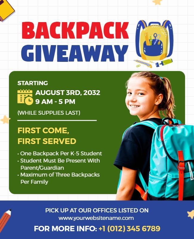 Backpack Giveaway Event Flyer Template