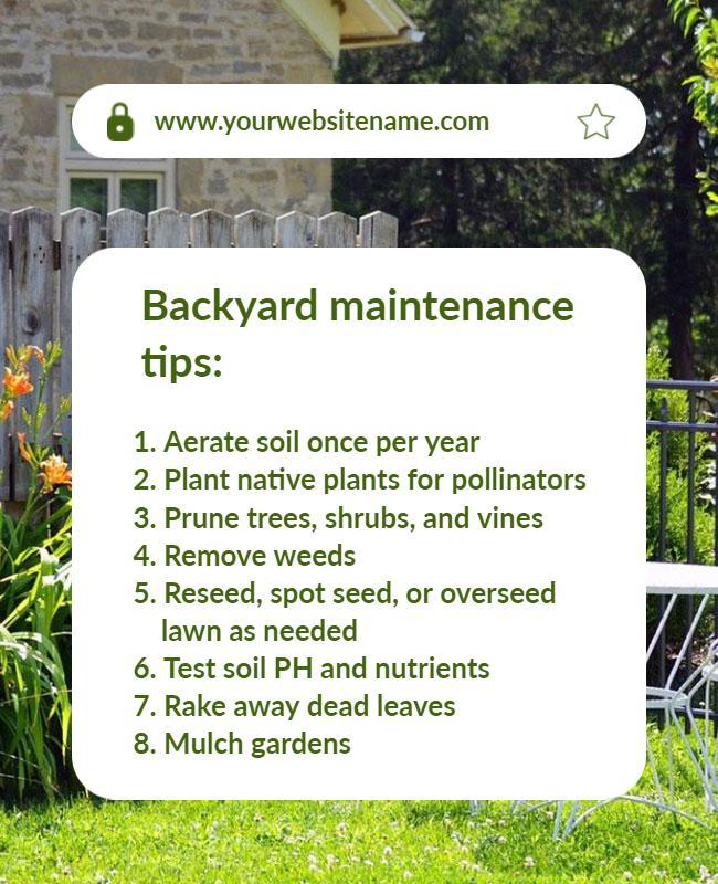 Backyard Maintenance Tips Information Flyer Template