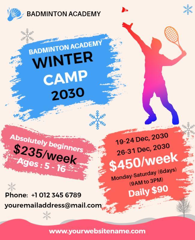 Badminton Academy Winter Camp Flyer Template