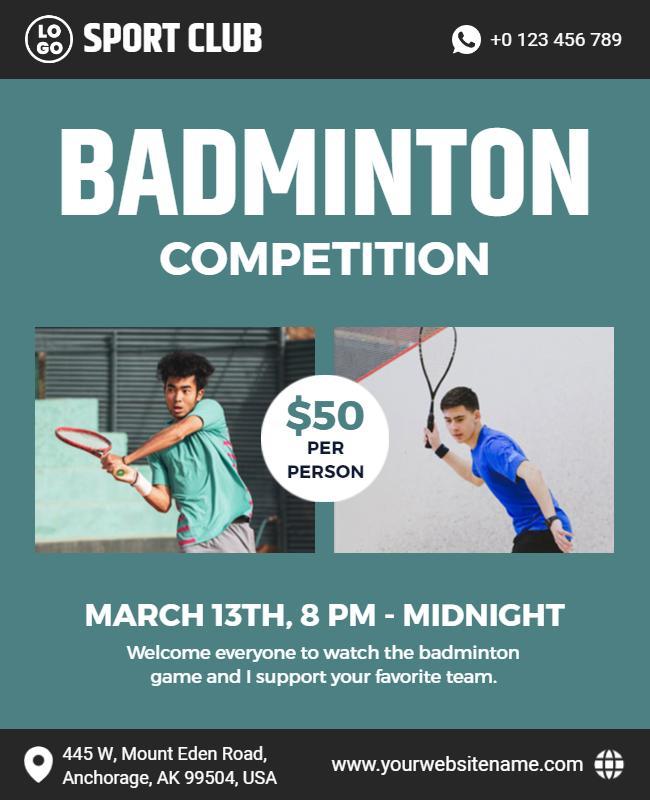 Badminton Competition Event Flyer Template