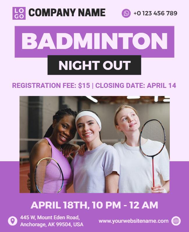 Badminton Night Out Event Flyer Template