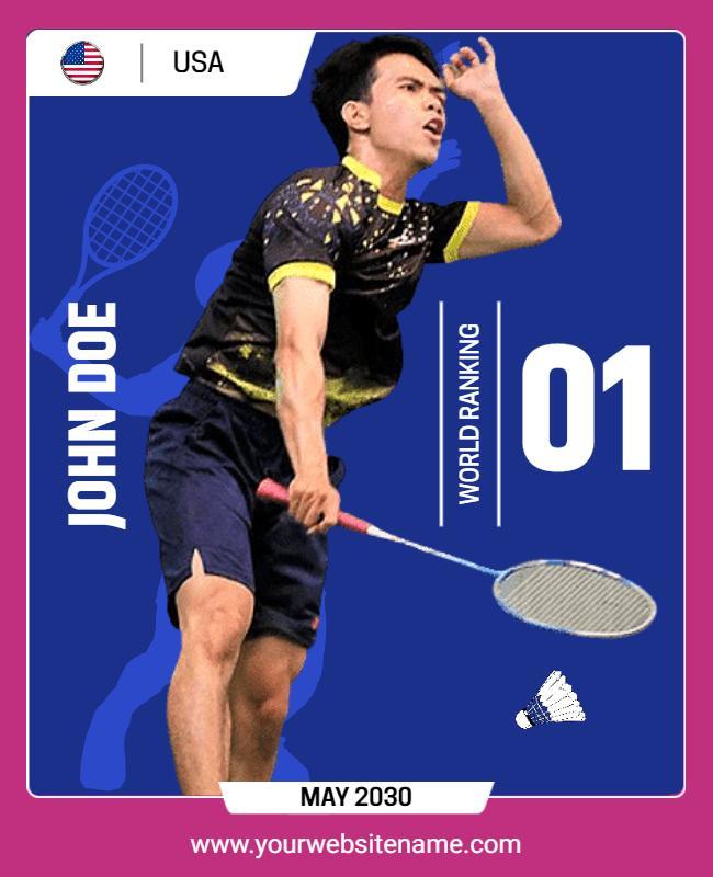 Badminton Player World Ranking Promotion Flyer Template