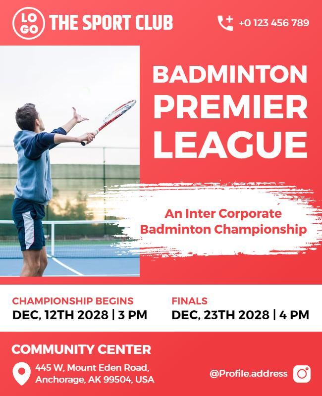 Badminton Premier League Championship Flyer Template