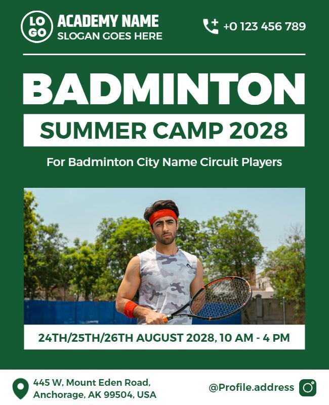 Badminton Summer Camp Event Flyer Template