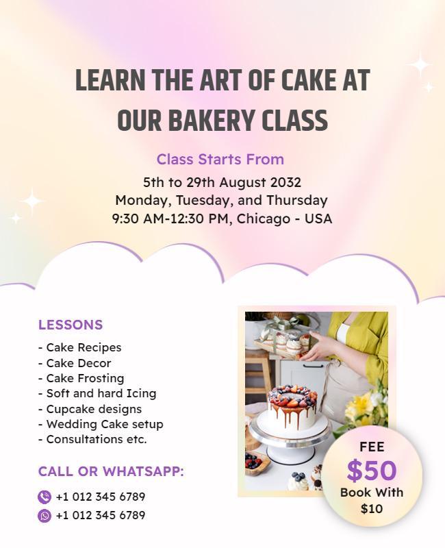 Bakery Cake Decorating Workshop Flyer Template