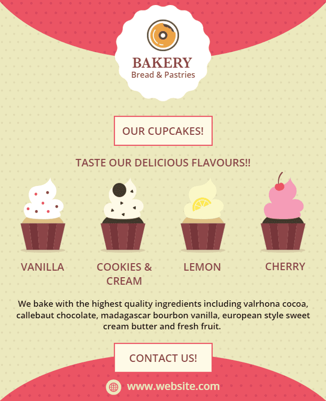 Bakery Cupcake Flavors Promotion Flyer Template