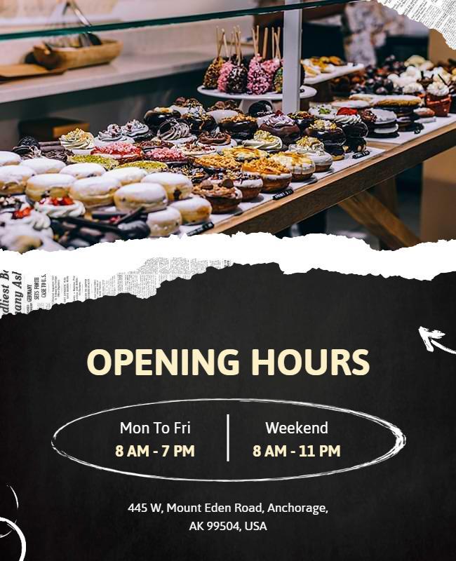 Bakery Shop Opening Hours Flyer Template