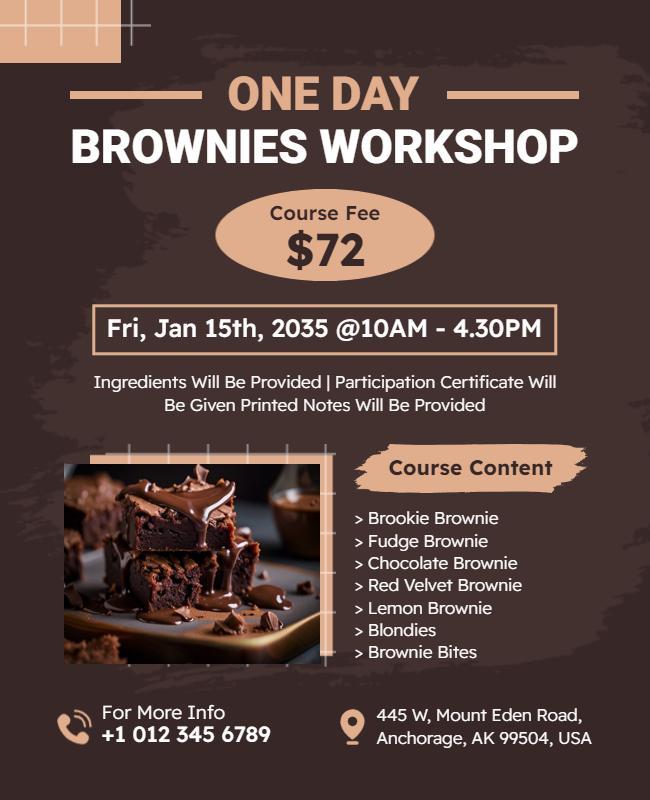 Baking and Decorating Brownies Workshop Flyer Template