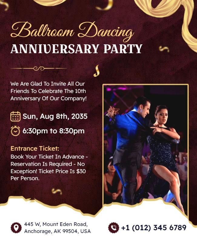 Ballroom Dancing Anniversary Celebration Flyer Template