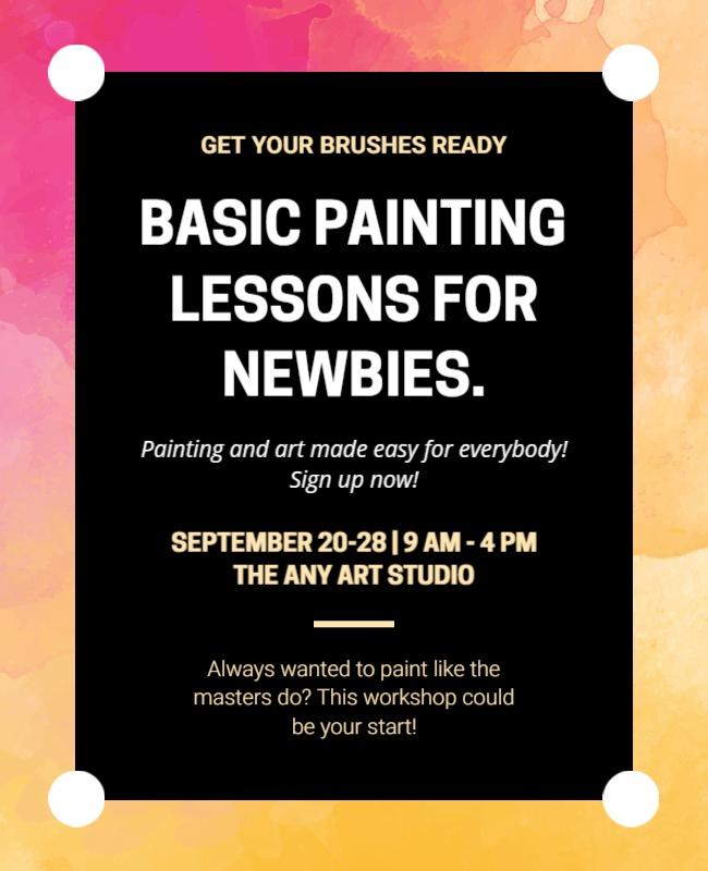 Basic Art Workshop for Beginners Flyer Template