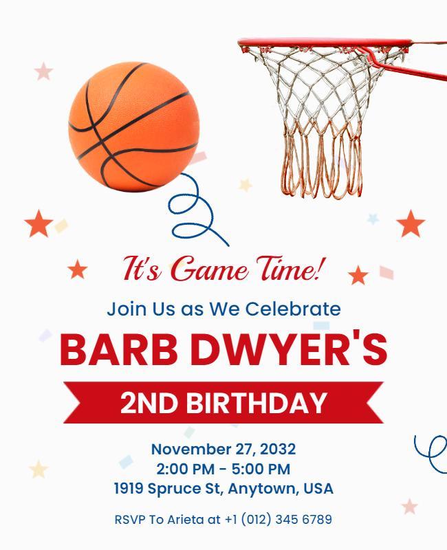 Basketball Themed Birthday Celebration Flyer Template