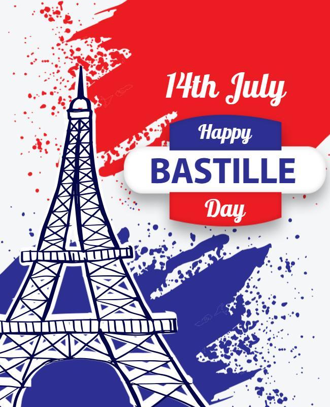 Bastille Day Celebration Flyer with Eiffel Tower Design Template