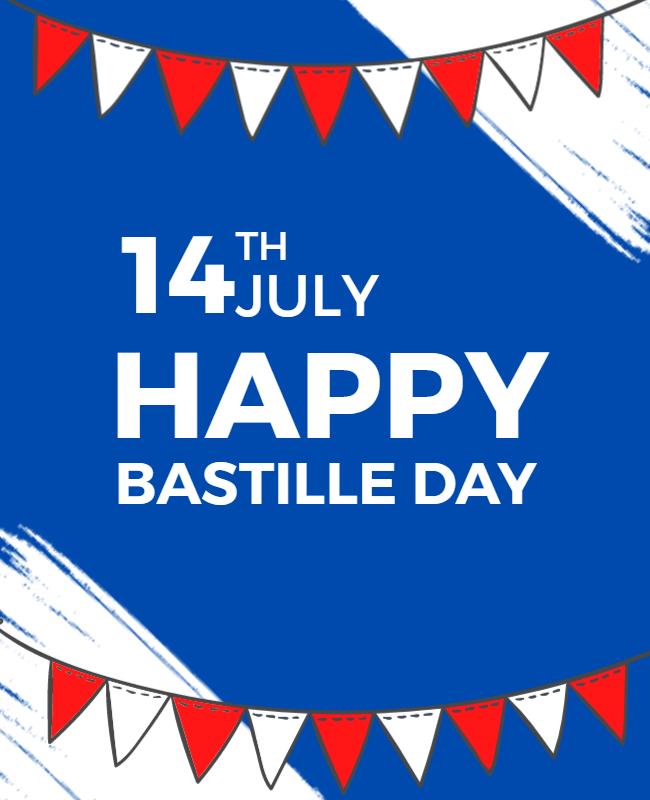 Bastille Day Celebration Flyer with Festive Banners Template