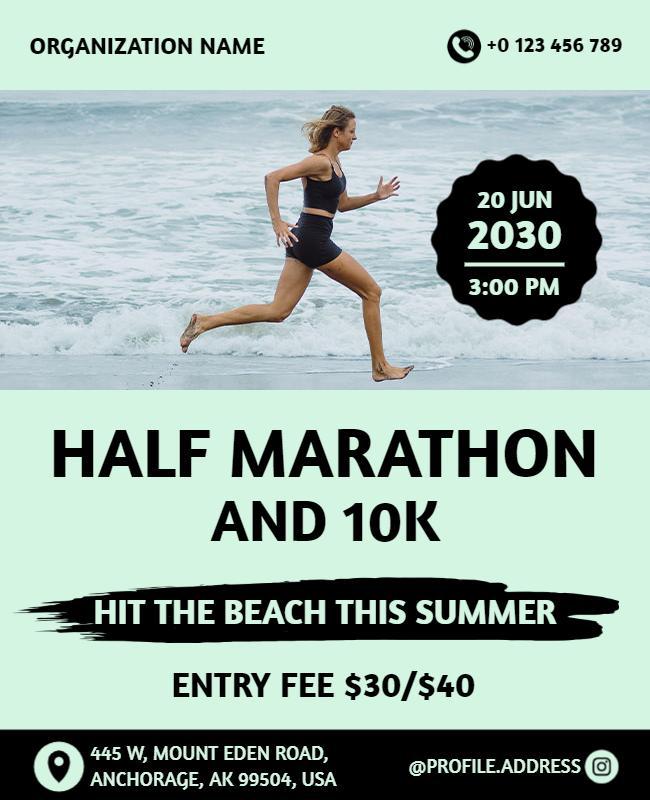 Beach Summer Half Marathon Event Flyer Template