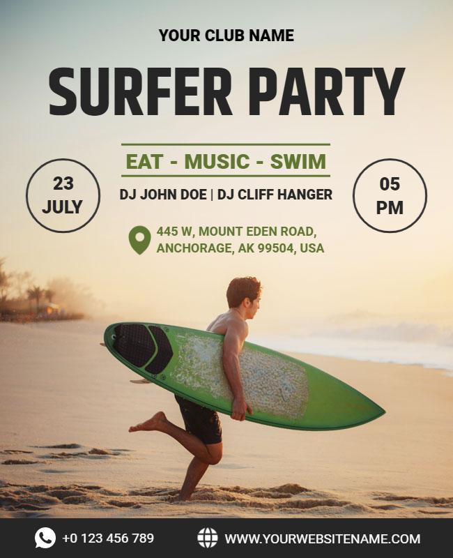 Beach Surfing Party Event Flyer Template