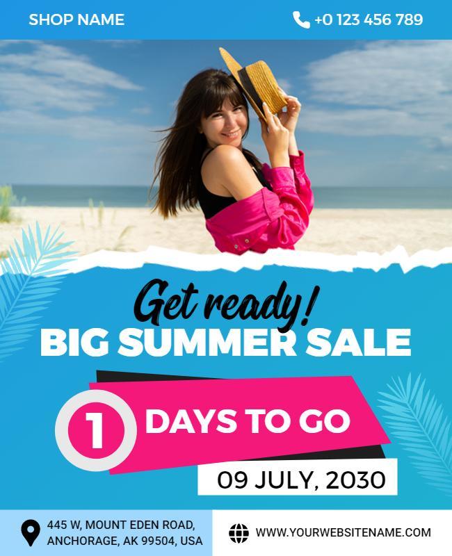 Beach Themed Big Summer Sale Flyer Template