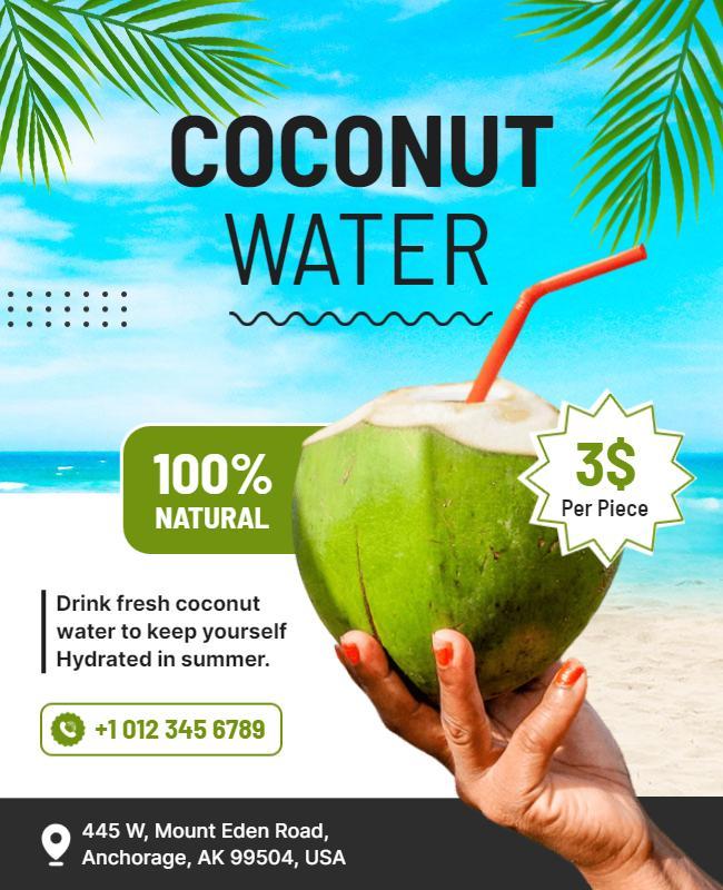 Beachside Coconut Water Promotion Flyer Template