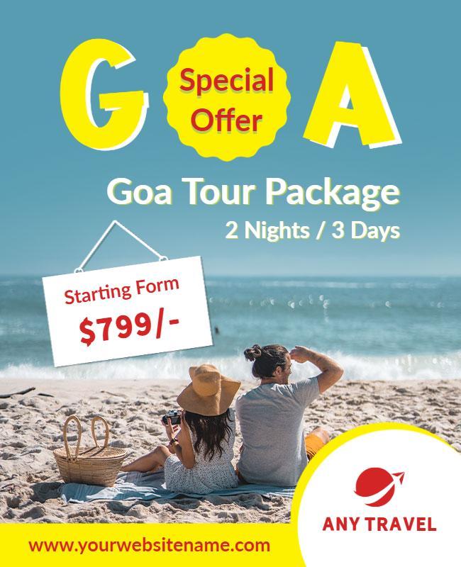 Beachside Goa Tour Promotional Flyer Template