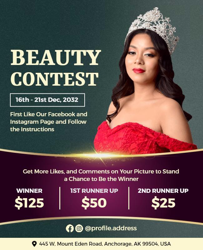 Beauty Contest Participation and Win Prizes Flyer Template