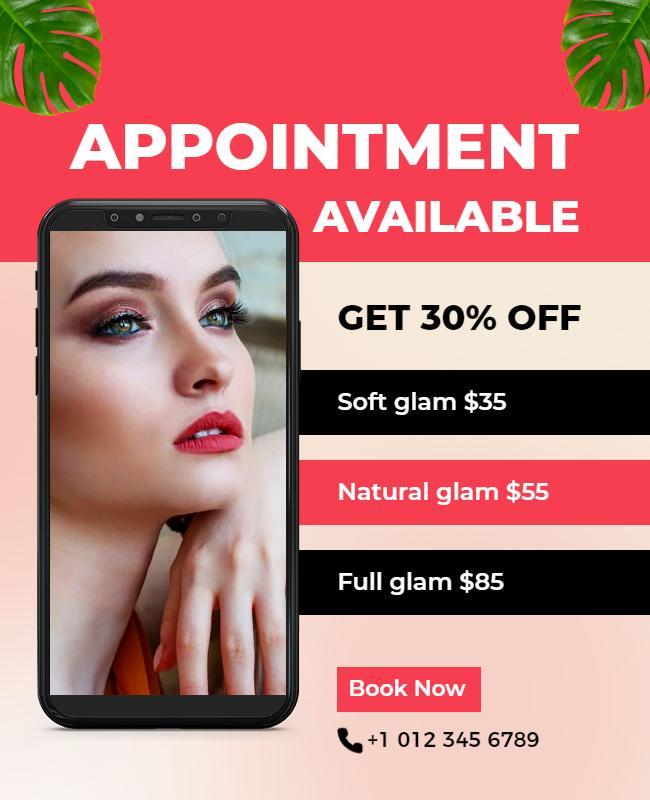 Beauty Makeover Appointment Discount Flyer Template