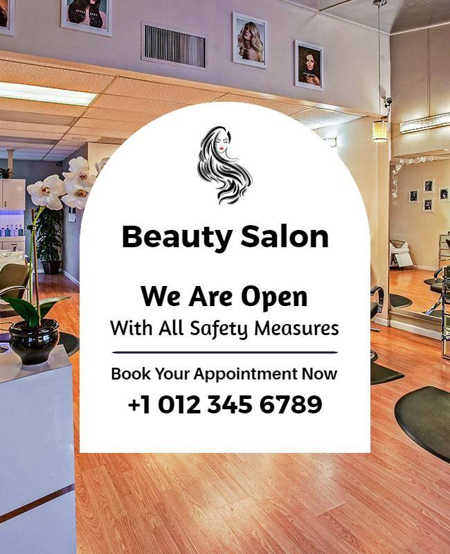 Beauty Salon Safety Measures Announcement Flyer Template