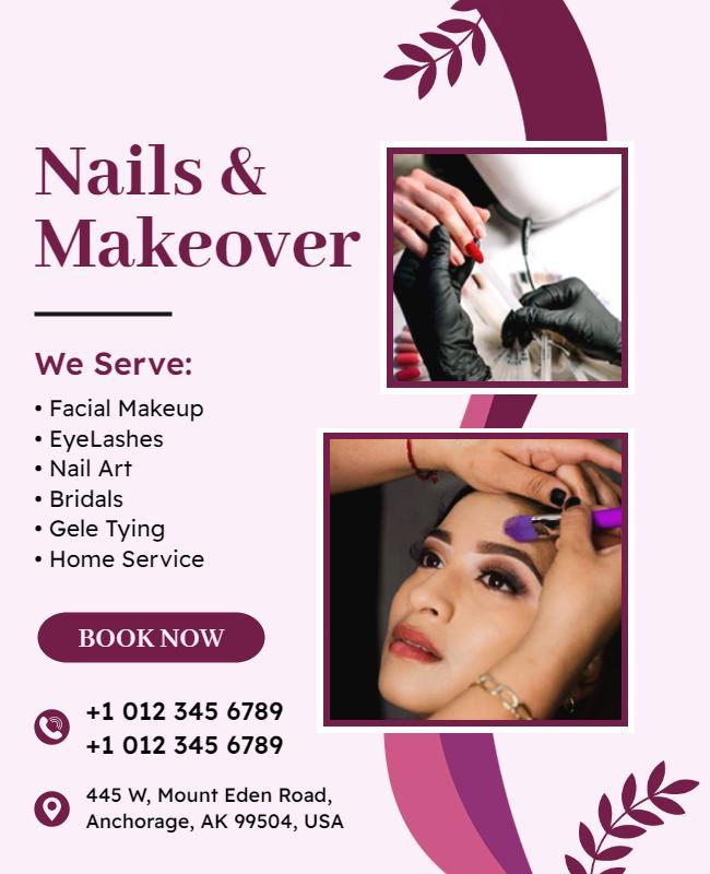 Beauty Salon Services and Makeover Flyer Template