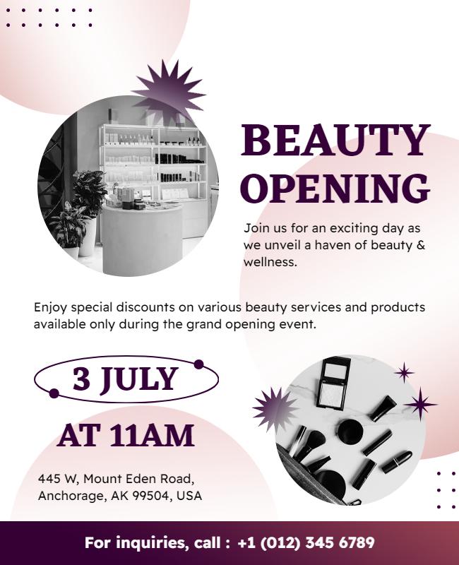 Beauty Service Grand Opening Event Flyer Template