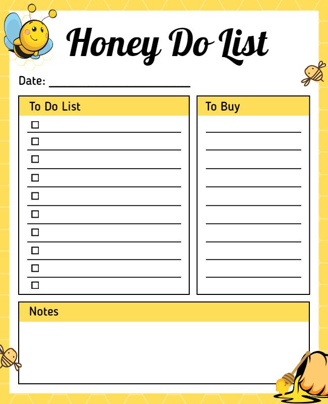 Bee Themed Honey Do List Flyer Template