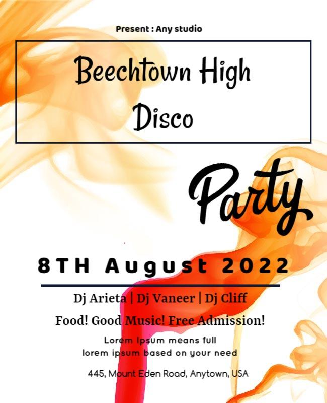 Beechtown High Disco Party Flyer Template