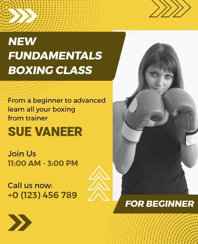 Beginner Boxing Class Training Flyer Template