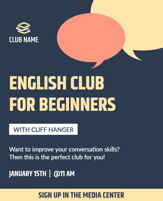 Beginner English Conversation Club Flyer Template