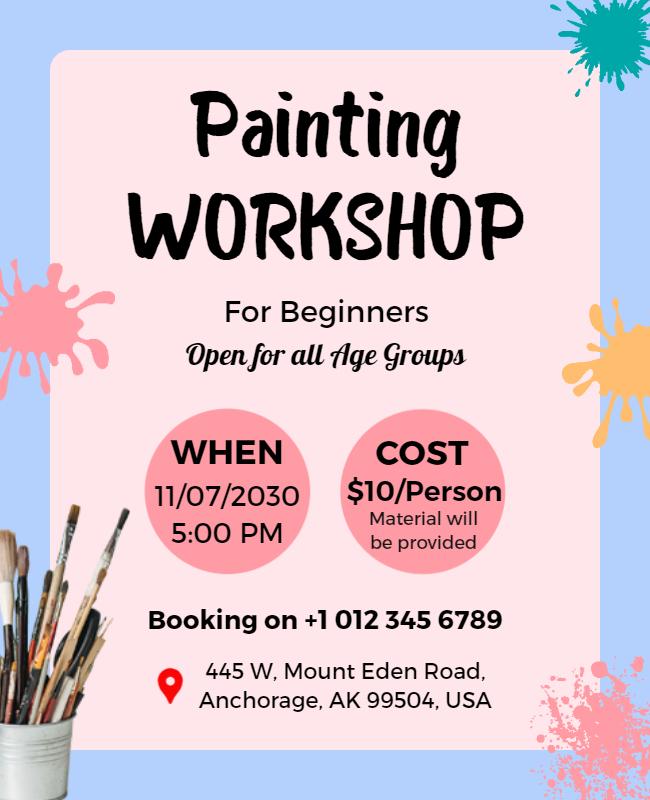 Beginner Painting Workshop Invitation Flyer Template