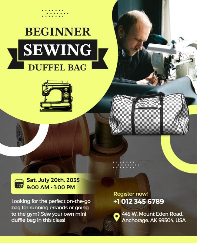 Beginner Sewing Duffel Bag Workshop Flyer Template