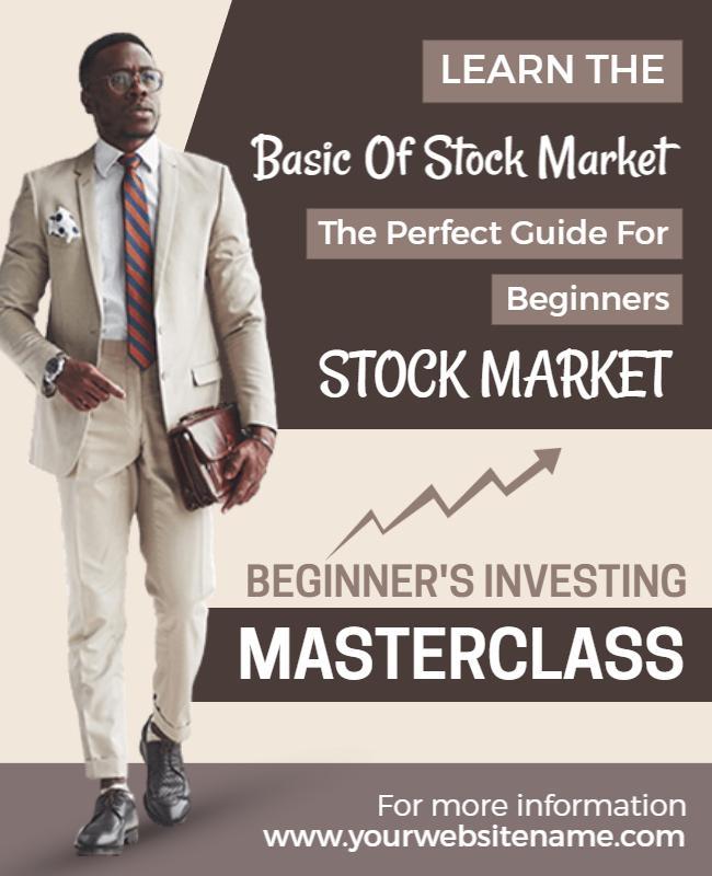 Beginners Stock Market Investing Masterclass Flyer Template